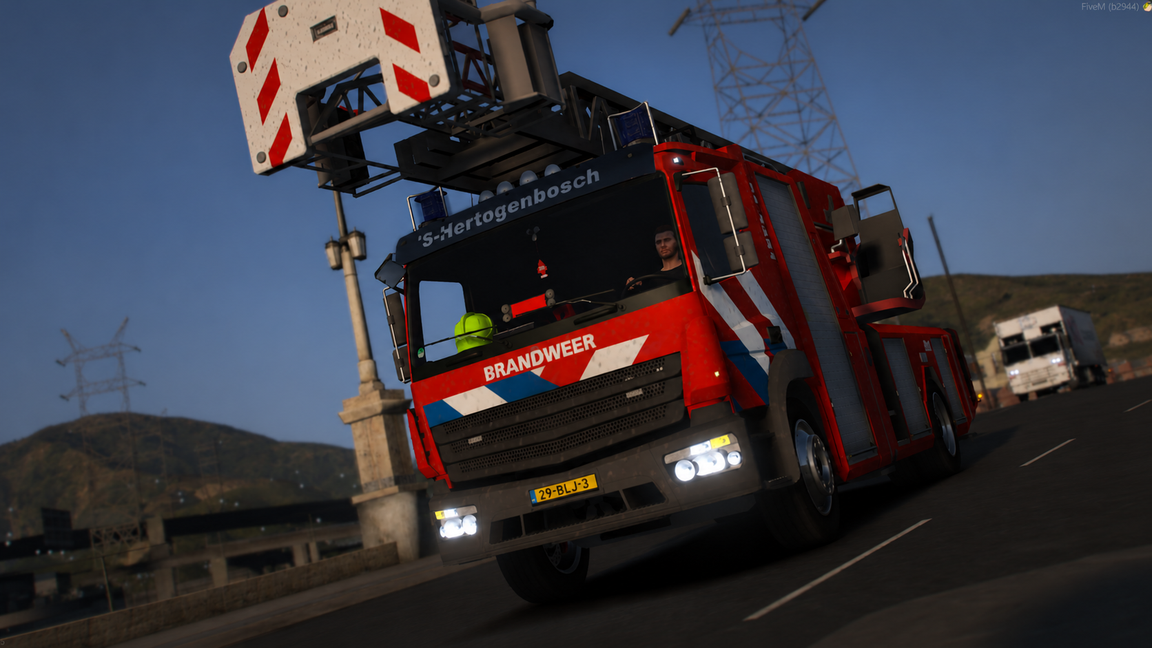 Brandweerwagen in trainingsomgeving